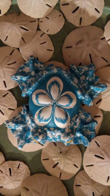 Frog, Hand Made.with Clay & Sea Shells From The Ocean Using A Sand Dollar - Sea Urchin As Main Body, Unique , One Of Kind - image 1