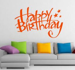 Free Shipping Wall Decals Happy Birthday Lettering Stars Interior Design Art Mural Home Vinyl Decal Sticker Kid Nursery Baby Room Decor M206 - thumbnail 1