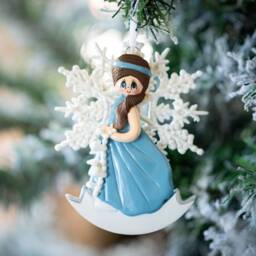 Personalized Snow Princess Christmas Decoration Brunette Hair - thumbnail 1