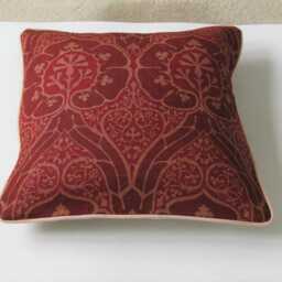 William Morris Voysey, Linen Cushion Cover, Burgundy Arts Crafts