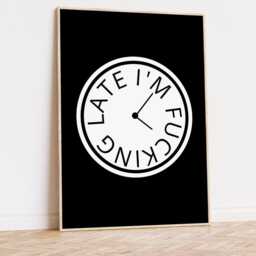 I'm Late Hallway Print, Beauty Room Wall Art, Dressing Decor, Pink Clock, Kitchen Bedroom Funny Art Quotes - thumbnail 3