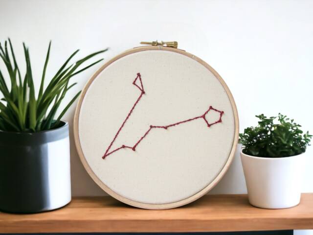 Pisces Star Sign Wall Art - Hand Embroidered Constellation Zodiac Hanging Gift For March Birthday Or Gift Pisces - image 1