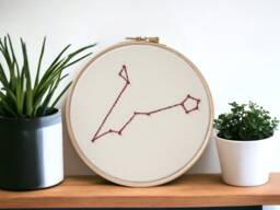 Pisces Star Sign Wall Art - Hand Embroidered Constellation Zodiac Hanging Gift For March Birthday Or Gift Pisces - thumbnail 1