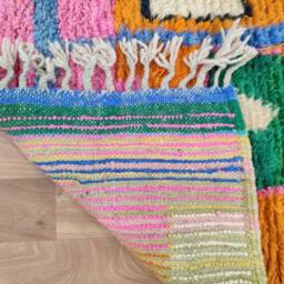Handmade Moroccan Runner Rug, Orange Sheep Wool Berber Carpet, Tribal Style - thumbnail 4