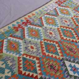 7x10 Kilim Rug, Flatweave Handmade Natural Dyes Wool Large Area Afghan Geometric Oriental Bedroom, Living Room Rug - thumbnail 3