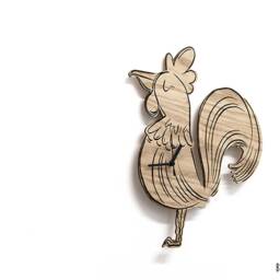 Rooster Engraved Wood - Kids Nursery Room, Baby Room Wall Clock - thumbnail 2