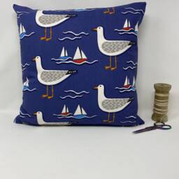 Navy Blue Seagull Cushion, Cushion Cover, Nautica Seaside Duck Feather, Gift For Her, Bird Lovers Gift, Birthday Present - thumbnail 2