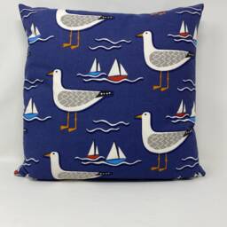 Navy Blue Seagull Cushion, Cushion Cover, Nautica Seaside Duck Feather, Gift For Her, Bird Lovers Gift, Birthday Present - thumbnail 3