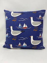 Navy Blue Seagull Cushion, Cushion Cover, Nautica Seaside Duck Feather, Gift For Her, Bird Lovers Gift, Birthday Present - thumbnail 1