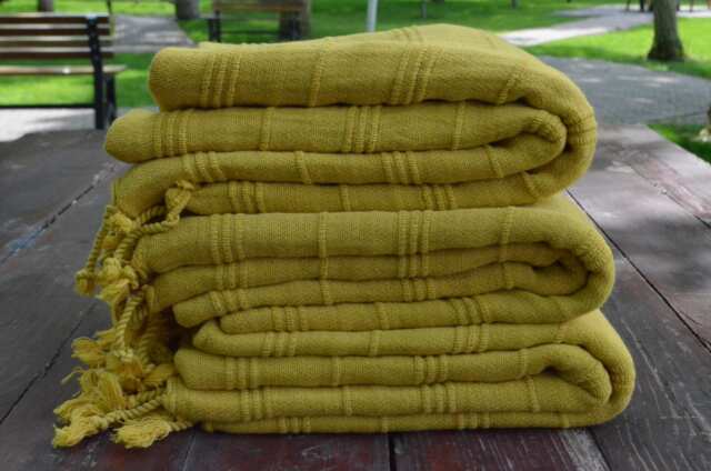 "Yellow Towel, Stone Washed Towel, Beach Towel, Bath Towel, Pool Towel, 34""x63" - image 1