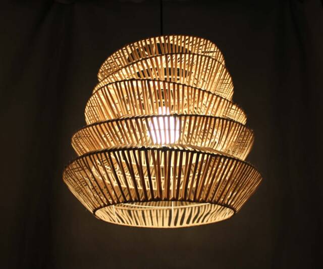 Creative Tower Rattan Pendant Lights, Natural Ceiling Lamps, Lampshade Width 17.7 - image 1