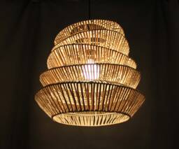 Creative Tower Rattan Pendant Lights, Natural Ceiling Lamps, Lampshade Width 17.7