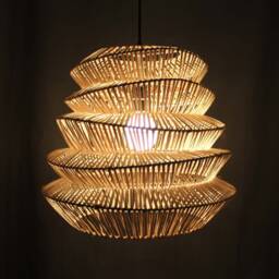 Creative Tower Rattan Pendant Lights, Natural Ceiling Lamps, Lampshade Width 17.7 - thumbnail 2