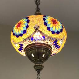 Turkish Handmade Mosaic Hanging Lamp - Extra Large Globe - No5 Globe - thumbnail 2
