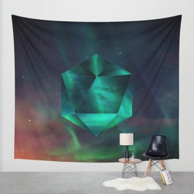 Northern Lights Wall Tapestry, Nature Tapestry, Sacred Geometry, Boho Tapestry, Wall Hanging, Star Tapestry, Aurora Borealis, Modern Art - image 1