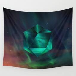 Northern Lights Wall Tapestry, Nature Tapestry, Sacred Geometry, Boho Tapestry, Wall Hanging, Star Tapestry, Aurora Borealis, Modern Art - thumbnail 3
