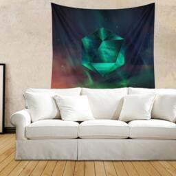 Northern Lights Wall Tapestry, Nature Tapestry, Sacred Geometry, Boho Tapestry, Wall Hanging, Star Tapestry, Aurora Borealis, Modern Art - thumbnail 2