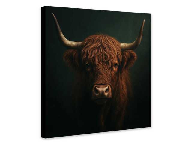 Highland Cow Portrait - Fine Art Canvas Print, Framed Option - image 1