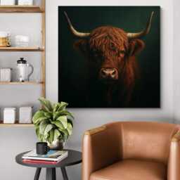 Highland Cow Portrait - Fine Art Canvas Print, Framed Option - thumbnail 2