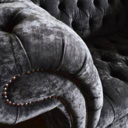Luxury Grey Velvet Chesterfield Snuggle Chair, British Handmade - thumbnail 2