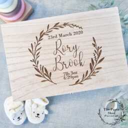 Baby Memory Keepsake Box Wreath Name Big - thumbnail 2
