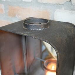 Industrial Mirror With Candle Holder - Wall Mounted Or Tabletop For Candles Tealights - thumbnail 2