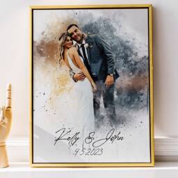 Personalised Watercolor Couple Painting From Photo As A Romantic Wedding Or Engagement Gift - thumbnail 3