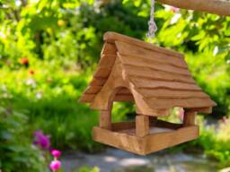 Rustic Wooden Hanging Bird Feeder - Outdoor Feeding Station