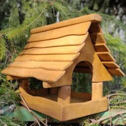 Rustic Wooden Hanging Bird Feeder - Outdoor Feeding Station - thumbnail 3