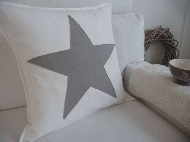 Pillowcase With A Large Star Appliqu??d in Vintage Style - image 1