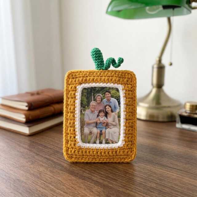 Personalized Fruit Crochet Photo Frame, Handmade Picture Cute Decor, Custom Keepsake Gift, Nursery Home Decor - image 1