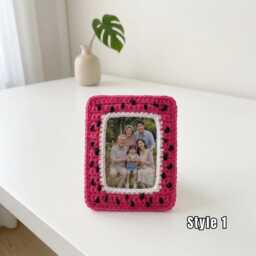 Personalized Fruit Crochet Photo Frame, Handmade Picture Cute Decor, Custom Keepsake Gift, Nursery Home Decor - thumbnail 2