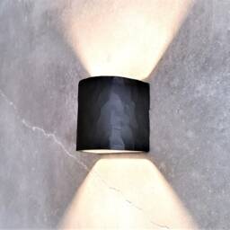 Handmade Black Ceramic Wall Sconce Diamond Cut Led Light - thumbnail 2