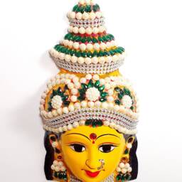 Goddess Lakshmi - For Varalakshmi Pooja , Diwali Or Wall Hanging Face Stone Decorated, Solid Alloy Built To Last - thumbnail 3