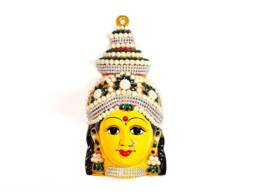 Goddess Lakshmi - For Varalakshmi Pooja , Diwali Or Wall Hanging Face Stone Decorated, Solid Alloy Built To Last - thumbnail 1
