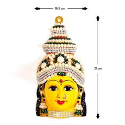 Goddess Lakshmi - For Varalakshmi Pooja , Diwali Or Wall Hanging Face Stone Decorated, Solid Alloy Built To Last - thumbnail 4