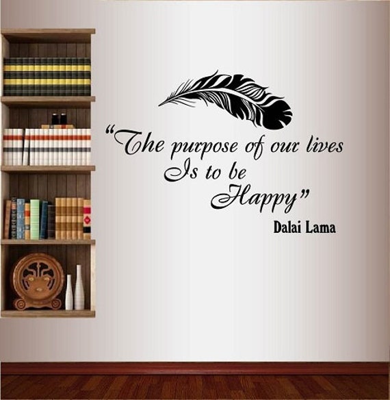 In-Style Decals Wall Vinyl Decal Art Sticker The Purpose Of Our Lives Is To Be Happy Dalai Lama Quote Lettering Feather Yoga Design 286 - image 1