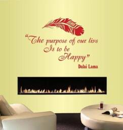 In-Style Decals Wall Vinyl Decal Art Sticker The Purpose Of Our Lives Is To Be Happy Dalai Lama Quote Lettering Feather Yoga Design 286 - thumbnail 2