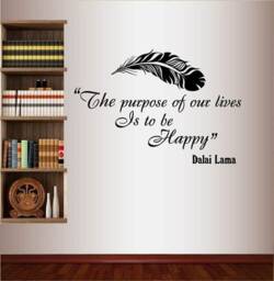 In-Style Decals Wall Vinyl Decal Art Sticker The Purpose Of Our Lives Is To Be Happy Dalai Lama Quote Lettering Feather Yoga Design 286 - thumbnail 1