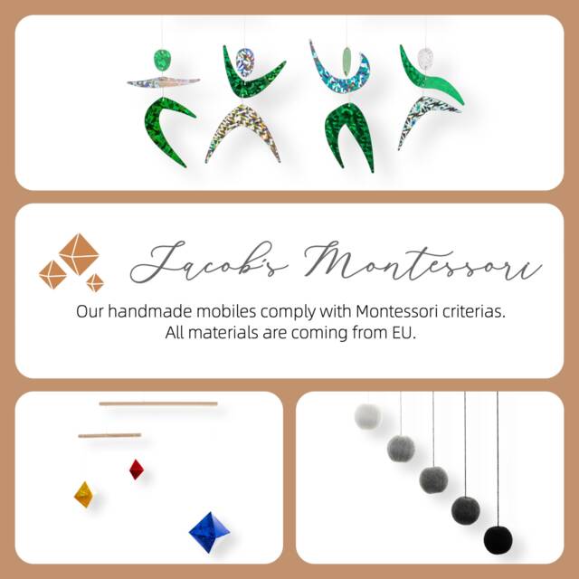 Montessori Mobile Set Of 3 - Munari, Gobbi, Octahedron & Dancers For Newborn Visual Development Nursery Decor - image 1