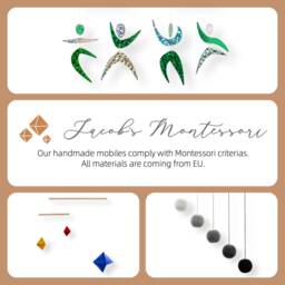 Montessori Mobile Set Of 3 - Munari, Gobbi, Octahedron & Dancers For Newborn Visual Development Nursery Decor