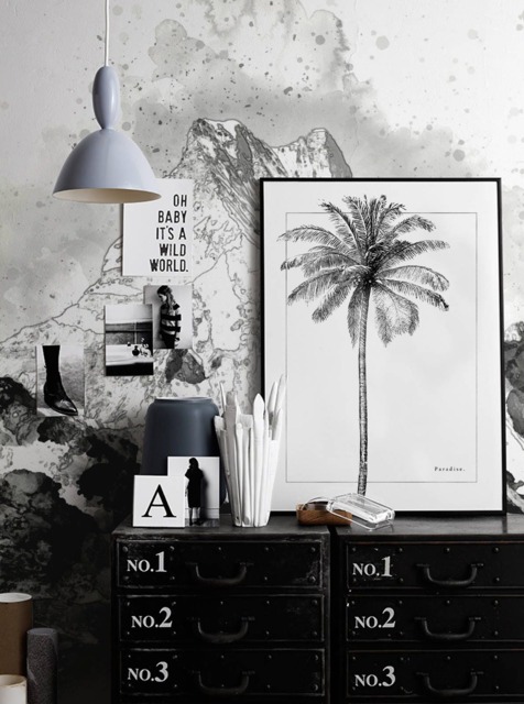Black & White Mountains Removable Wallpaper, Peel Stick, Repositionable, Wall Decor, Decal, Self Adhesive, Repositionable #83 - image 1