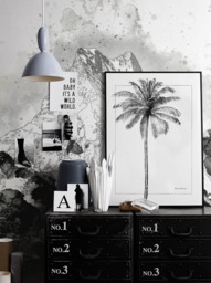 Black & White Mountains Removable Wallpaper, Peel Stick, Repositionable, Wall Decor, Decal, Self Adhesive, Repositionable #83 - thumbnail 1