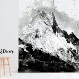 Black & White Mountains Removable Wallpaper, Peel Stick, Repositionable, Wall Decor, Decal, Self Adhesive, Repositionable #83 - thumbnail 2
