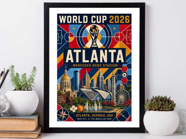 Atlanta World Cup 2026 Host City - Football Print Gift Bespoke A5 A4 A3 Framed Or Unframed - image 1