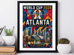 Atlanta World Cup 2026 Host City - Football Print Gift Bespoke A5 A4 A3 Framed Or Unframed - thumbnail 1