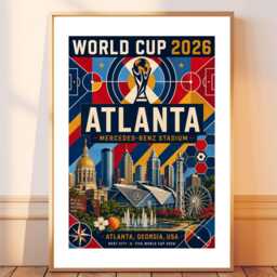 Atlanta World Cup 2026 Host City - Football Print Gift Bespoke A5 A4 A3 Framed Or Unframed - thumbnail 2