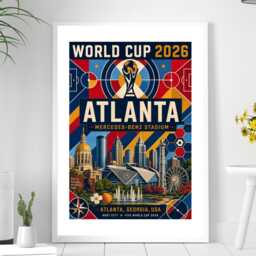 Atlanta World Cup 2026 Host City - Football Print Gift Bespoke A5 A4 A3 Framed Or Unframed - thumbnail 4