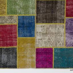 5' X 8' Multicolor Handmade Turkish Patchwork Rug, Bright Colors - thumbnail 3