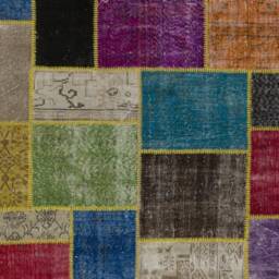5' X 8' Multicolor Handmade Turkish Patchwork Rug, Bright Colors - thumbnail 4